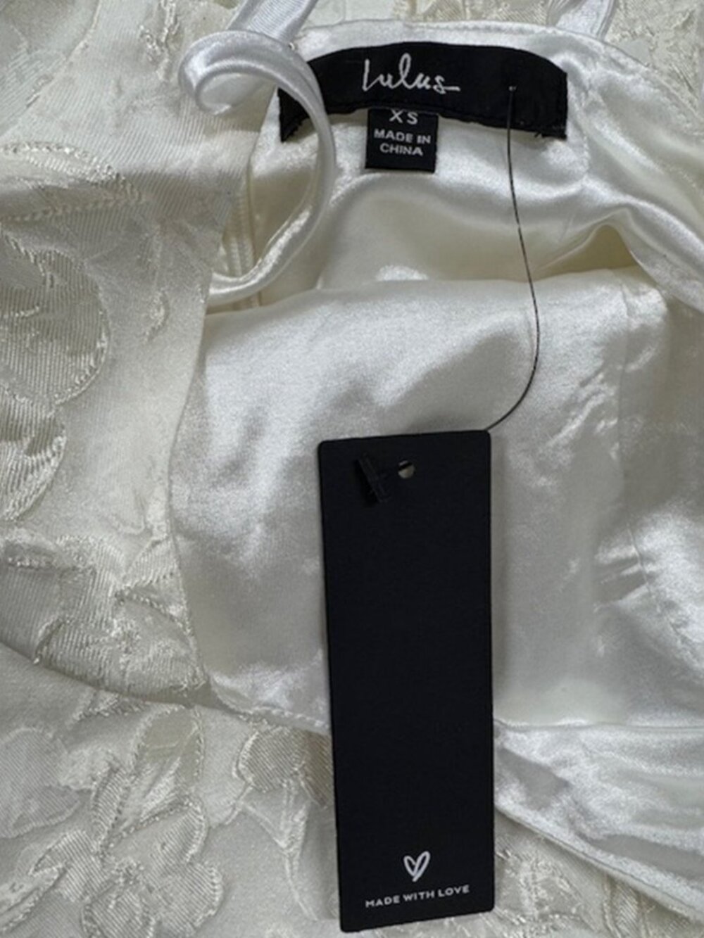 Lulus Never-Ending Love White Floral Jacquard Sleeveless Mini Dress NWT - Picture 7 of 9